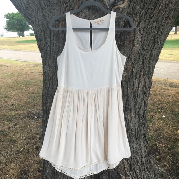 Altar'd State Dresses & Skirts - Altar’d State Cream Dress with lace trim Medium